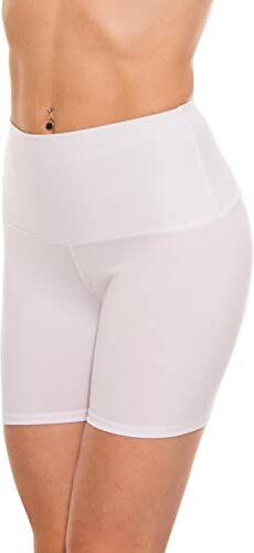 Alkato Pantaloncini Corti Hotpants a Vita Alta da Donna, Pantaloncini Lunghi/Bianco, 48