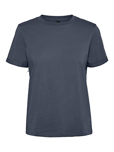 Vero Moda Vmpaula-Maglietta Noos, S/S T-Shirt, Ombre Blu, XL Donna
