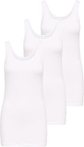 Only Pacco da 3 Top da Donna Canotte Basic in Bianco, Nero, Grigio, Blu, Crema Maglietta da Donna Lunga Magliette estive Top