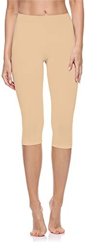 Merry Style Donna 3/4 Pantaloni Capri Morbidi e Confortevoli Leggins Donna in Cotone Traspirante Elastici e Delicati sulla Pelle Sensibile MS10-199 (Nude, XXL)