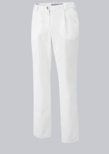 BP -12s Pantaloni da donna con pieghe in vita e tasche, 215,00 g/m2, colore: bianco 38