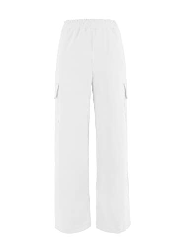 JOPHY & CO. Pantalone Donna Cargo Gamba Larga (cod. 8802) (M, Bianco)