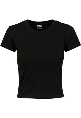 Urban Classics Maglia Elasticizzata da Donna in Jersey Cropped T-Shirt, Nero, XXXL