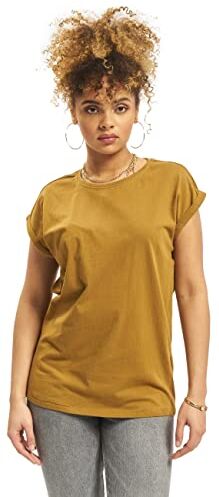 Urban Classics t-shirt da Donna con Manica Arrotolata, Maglietta a Maniche Corte da Donna in Cotone, Tee Shirt con Scollo Rotondo e Spalle Arrotondate, Colore: Rosso Ciliegia, Taglia: XXL