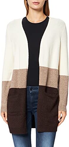 Only Long Knitted Cardigan, Cardigan Donna, Beige (Graystripes/W. Woodsmoke/Chicory Coffee), S