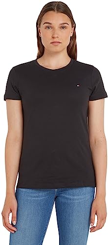 Tommy Hilfiger T-shirt Maniche Corte Donna Heritage Scollo Rotondo, Nero (Masters Black), XXL