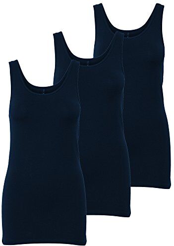 Only Pacco da 3 Top da Donna Canotte Basic in Bianco, Nero, Grigio, Blu, Crema Maglietta da Donna Lunga Magliette estive Top