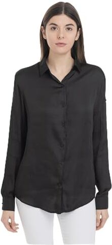 TONY BACKER Camicia da Donna Semplice e Leggera, Manica Lunga, per Lavoro e Scuola, Tinta Unita (IT, Testo, L, Regular, Regular, 0, Nero)