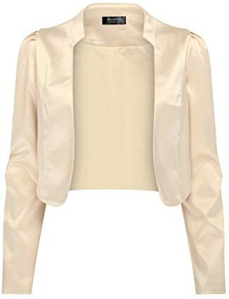 Bolerose Formale Raso a Maniche Lunghe Bolero Giacca (Oro Champagne, M)