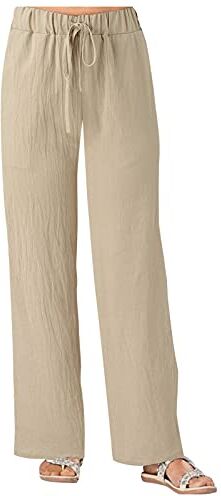 KEERADS Pantaloncini da tennis corti fasciatura per le donne Casual sciolto Pocket pantaloni larghi leg pantaloni solidi jeans a vita alta grande (Khaki-b, XL)