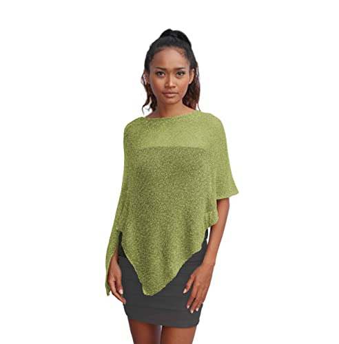 Unique Poncho Coprispalle da Donna Elegante da Cerimonia o Sera Poncho Donna in Rete di Viscosa Termica con Essenza di Fiore di Ciliegio (Verde Acido)