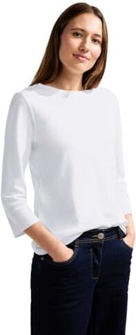 Cecil 317389 T-Shirt, Bianco, XL Donna