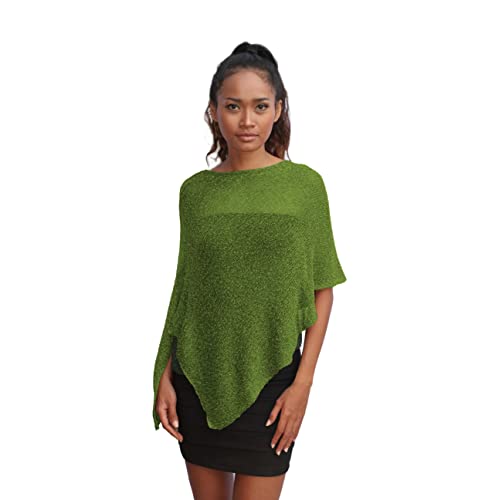 Unique Poncho Coprispalle da Donna Elegante da Cerimonia o Sera Poncho Donna in Rete di Viscosa Termica con Essenza di Fiore di Ciliegio (Verde Acido Scuro)