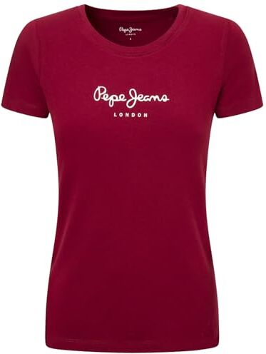 Pepe Jeans New Virginia Ss N, T-Shirt Donna, Rosso (Burgundy),XS