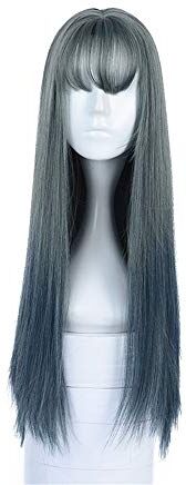 BaronHong Long Straight Wig Black Grey Gradient Wig per le donne (colore, M)