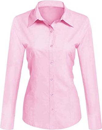 Toocool Camicia Donna Slim Fit Manica Lunga Camicetta Blusa Aderente Cotone C-S020 [M,Rosa]