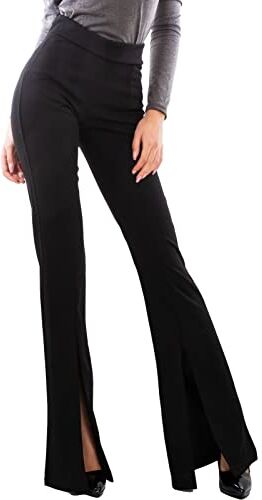 Toocool Pantaloni Donna Campana Aderenti Zampa Elefante Elasticizzati Hot Sexy JL-2148 [L,Nero con Spacco]