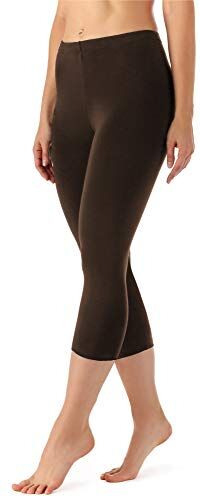 Merry Style Leggings 3/4 Pantaloni Capri Donna  (Marrone, 4XL)