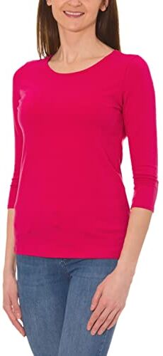 Alkato T-Shirt da Donna a Maniche a 3/4 con Scollo Tondo, Amaranto, L