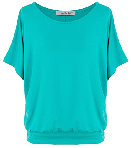 Van Der Rich ® T-Shirt Oversize con Maniche a Pipistrello Donna (Verde, XL)