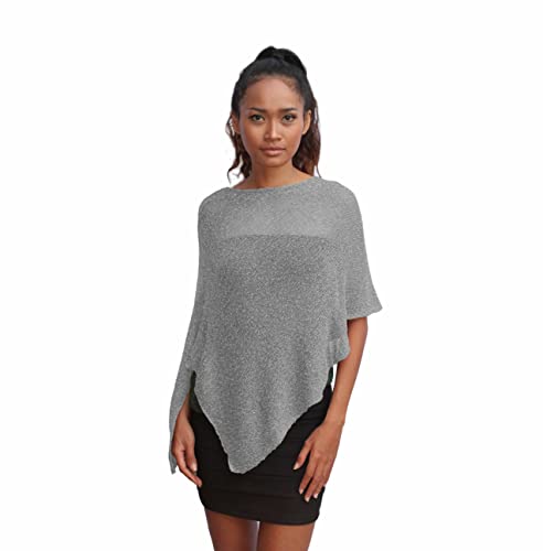 Unique Poncho Coprispalle da Donna Elegante da Cerimonia o Sera Poncho Donna in Rete di Viscosa Termica con Essenza di Fiore di Ciliegio (Grigio)