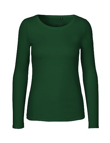 Green Cat Maglietta da donna a maniche lunghe, in 100% cotone biologico, certificata Fairtrade, Oeko-Tex e Ecolabel Verde bottiglia. XL