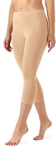 Merry Style Leggings 3/4 Pantaloni Capri Donna  (Nude, 4XL)