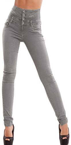 Toocool Jeans Donna Pantaloni Skinny Vita Alta Sigaretta Colorati Elastici Nuovi M5342 [XS,Grigio Chiaro]