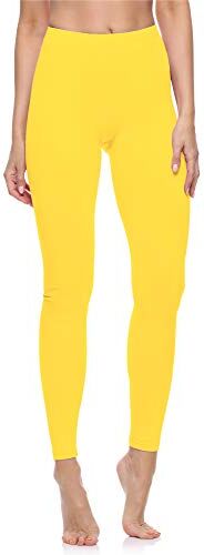 Merry Style Lunghi Leggings Fuseaux Sportivi da Donna Pratico Modello a Vita Alta in Cotone Naturale MS10-198 (Giallo, L)