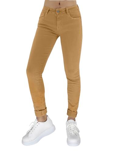 JOPHY & CO. Pantalone Donna Cinque Tasche in Cotone (cod. 945) (Camel, XS)