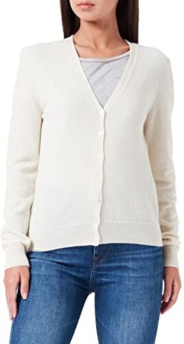 United Colors Of Benetton Cardigan M/L  Manica Lunga, Bianco Panna 000, L Donna