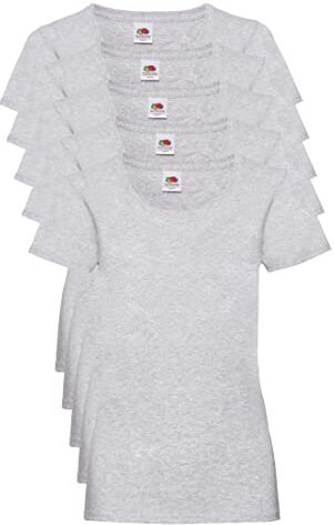 Fruit of the Loom Valueweight 5 Pack, T-Shirt Donna, Grigio (Heather Grey 94), XS