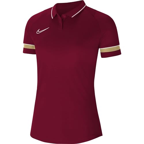 Nike Dri-Fit Academy, Polo Donna, Team Red/White/Maglia Oro/Bianco, XS