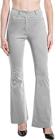 Laphilo Pantaloni da Donna Svasati Effetto Jeans Estensibile Vita Alta Skinny Push up Zampa Elefante Campana in Denim Slim Fit cod.3050 (S, Grigio Chiaro)