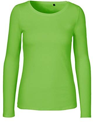 Green Cat Maglietta da donna a maniche lunghe, in 100% cotone biologico, certificata Fairtrade, Oeko-Tex e Ecolabel lime M