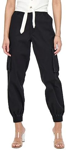 Only Onlbetsy-alva Mw Ank Cargo Pant Pnt, Pantaloni Donna, Nero (Black Black), 38W / 30L