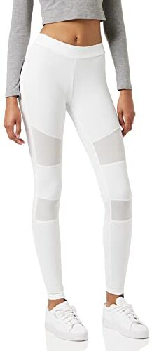 Urban Classics Leggings, Sportivi a Vita Alta con Inserti Mesh Elasticizzati con Vestibilità Regolare e Gamba Affusolata, da Donna, Bianco, M