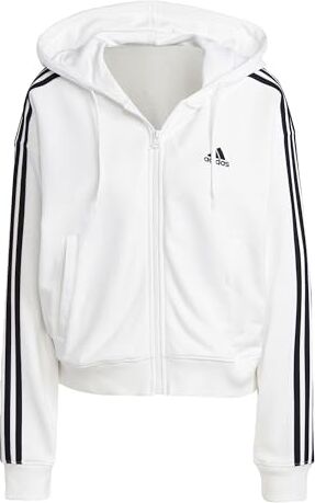 Adidas Felpa da Donna con Cappuccio, Bianco/Nero, S