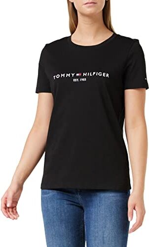 Tommy Hilfiger Heritage Hilfiger C-nk Reg Tee, T-Shirt Donna, Black, XS