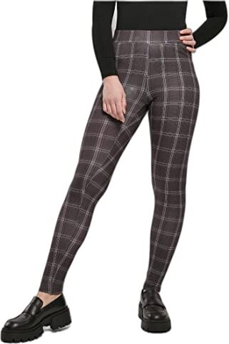 Urban Classics Ladies Soft Aop Leggings, Pantaloni Donna, Nero (Blackcheck), S