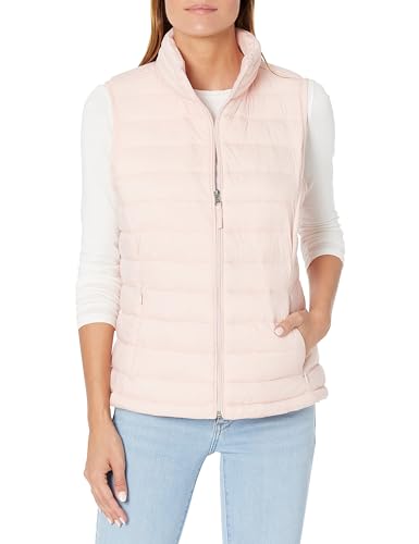 Amazon Essentials Piumino Smanicato Ripiegabile Impermeabile Leggero Donna, Rosa Chiaro, XS