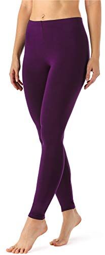 Merry Style Leggings Lunghi Donna in Viscosa con Elastan Ampia Pantaloni Donna Banda Elastica Leggins Donna per Casa Palestra Tempo Libero MS10-143 (Prugna, M)