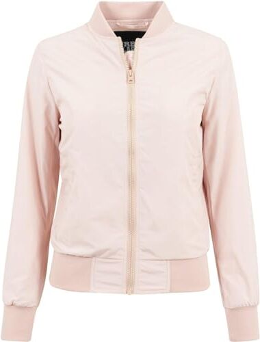 Urban Classics Giubbotto Bomber da Donna con Polsini a Coste, Giacca a Vento Leggera, Giubbottino Bomber a Maniche Lunghe con Cerniera e Tasche, Colore: Light Pink, Taglia: S