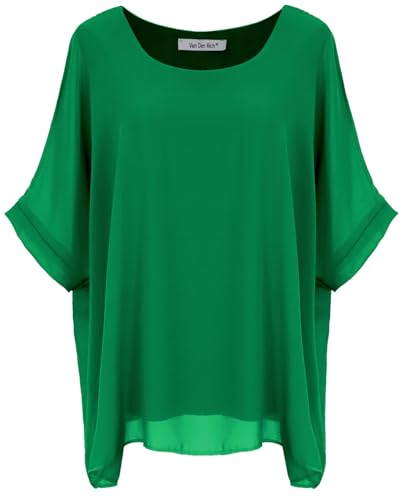 Van Der Rich ® Camicia in Chiffon Foderato all'Interno Dnna (Verde, M-L)