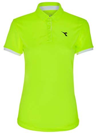 Diadora Court Polo da Donna, Giallo, Bianco, XS Abbigliamento