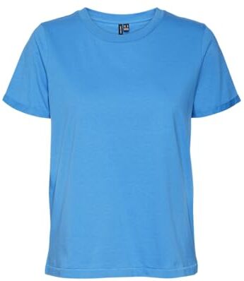 Vero Moda Vmpaula S/S Maglietta Noos T-Shirt, Ibiza Blue, L Donna