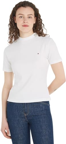 Tommy Hilfiger New Slim Cody C-NK SS  Top in Maglia a Maniche Corte, Bianco (Ecru), XL Donna