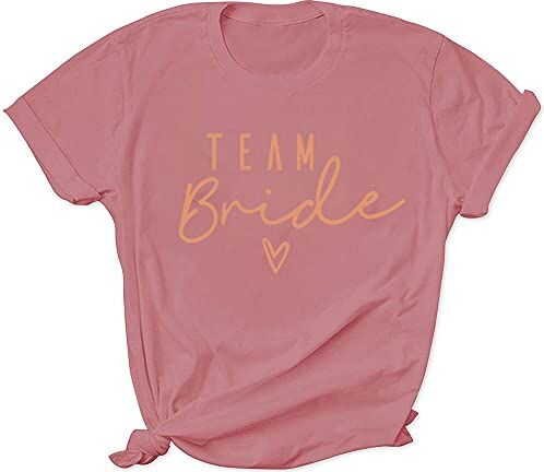 Wood JGA T Shirt Team Braut, JGA Tshirt Frauen, Junggesellenabschied T-Shirt Rosa Bride Team