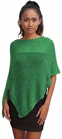 Unique Poncho Coprispalle da Donna Elegante da Cerimonia o Sera Poncho Donna in Rete di Viscosa Termica con Essenza di Fiore di Ciliegio (Verde Jade)