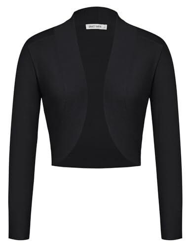 GRACE KARIN Cardigan Corta Donna con Frontale Aperto Primaverile Bolero Blazer a Maglia Nero XL